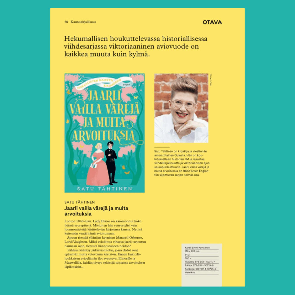 Jaarli vailla värejä Otavan katalogissa